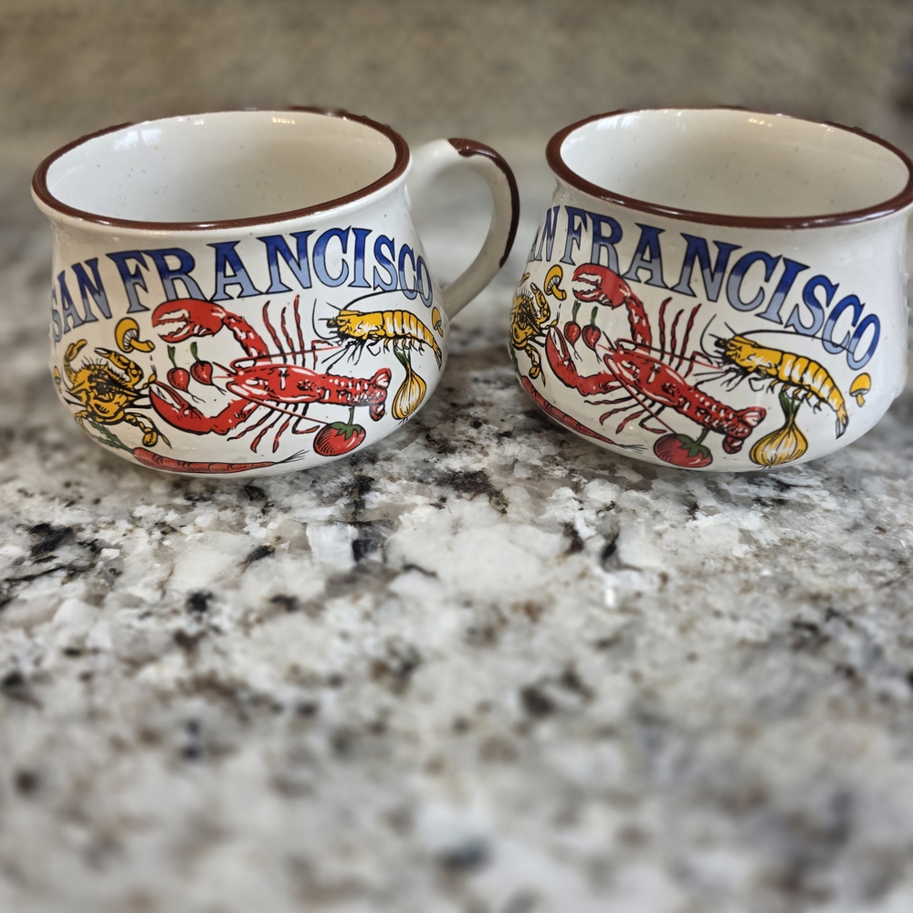 San Francisco Crab Mugs - Vibrant Red and Yellow